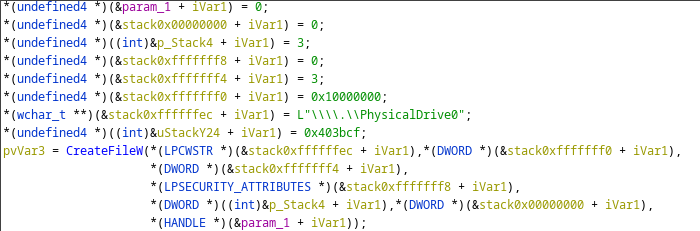 Opening a handle to disk 0