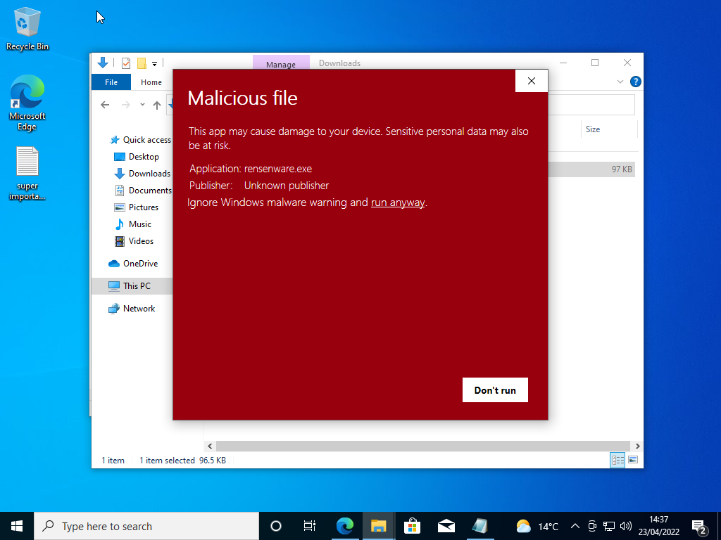 Malicious File Warning